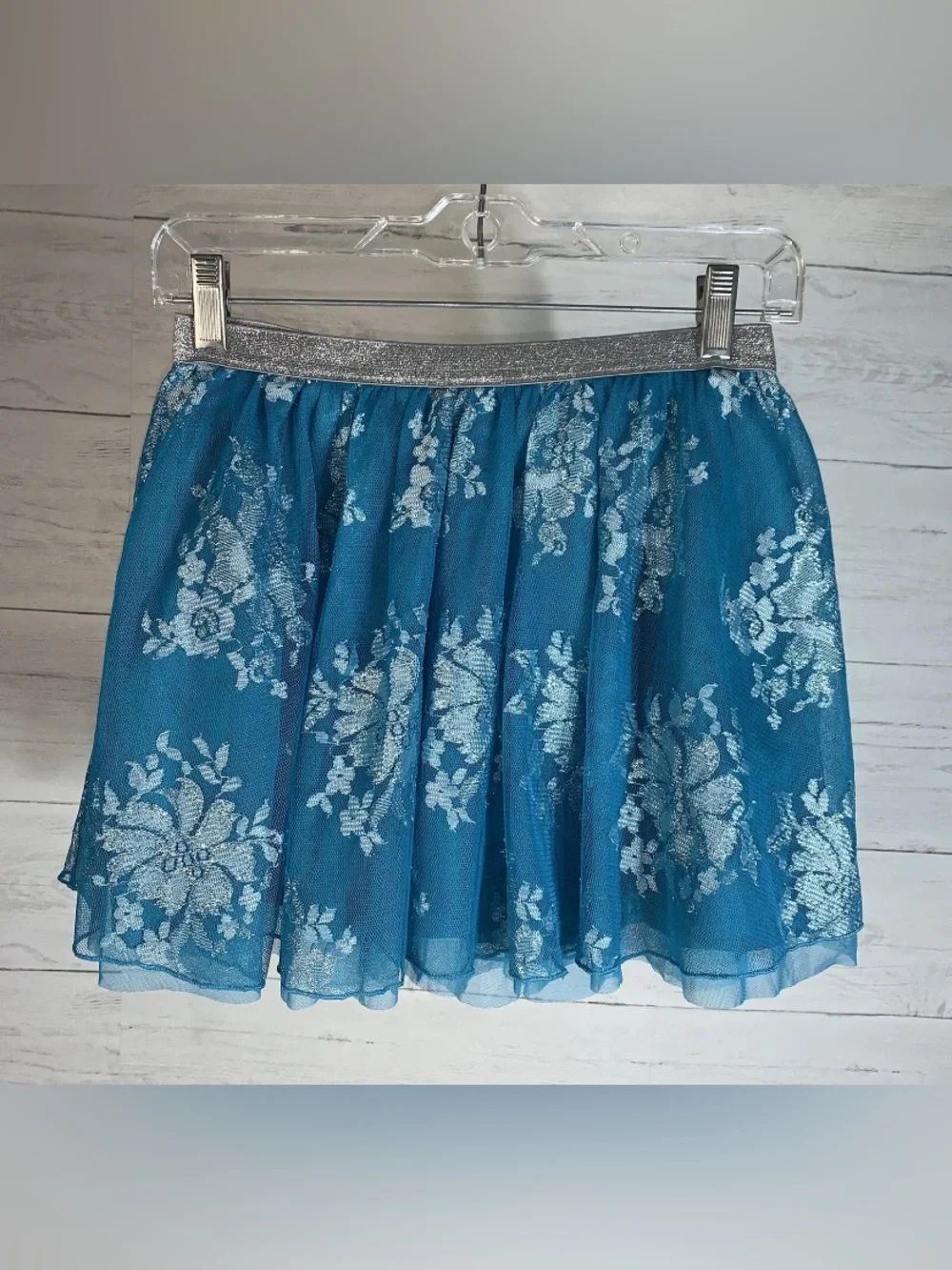 Justice Girls Metallic Lace Skorts size 14 lined